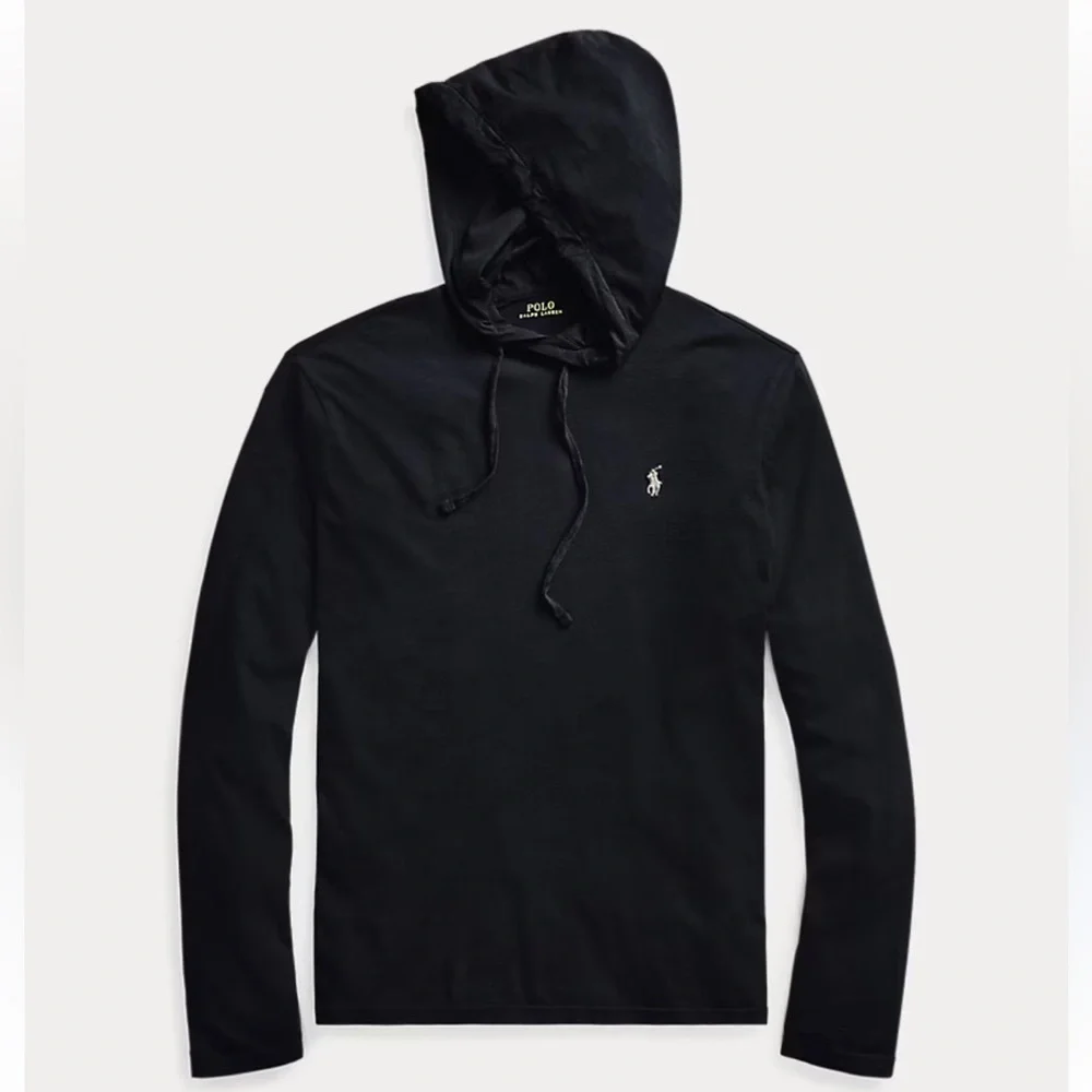 Polo by Ralph Lauren Black Cotton Hoodie Tee lightweight sz S